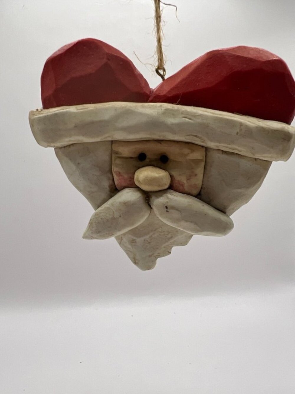 NWT Vintage Santa Head In Heart Shape Original Tag 3.5”